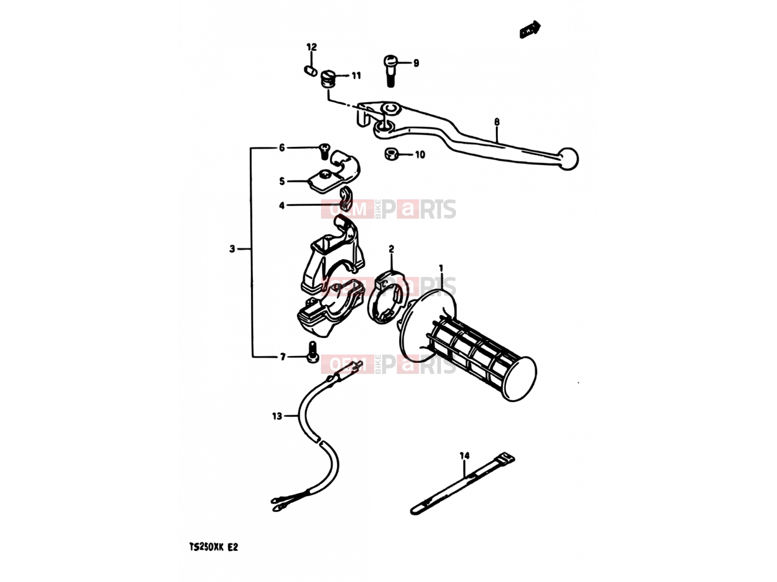 SUZUKI TS250X E (1984) 49A - RIGHT HANDLE SWITCH (MODEL H/J/K E15,E16,E17,E22,MODEL K E02)