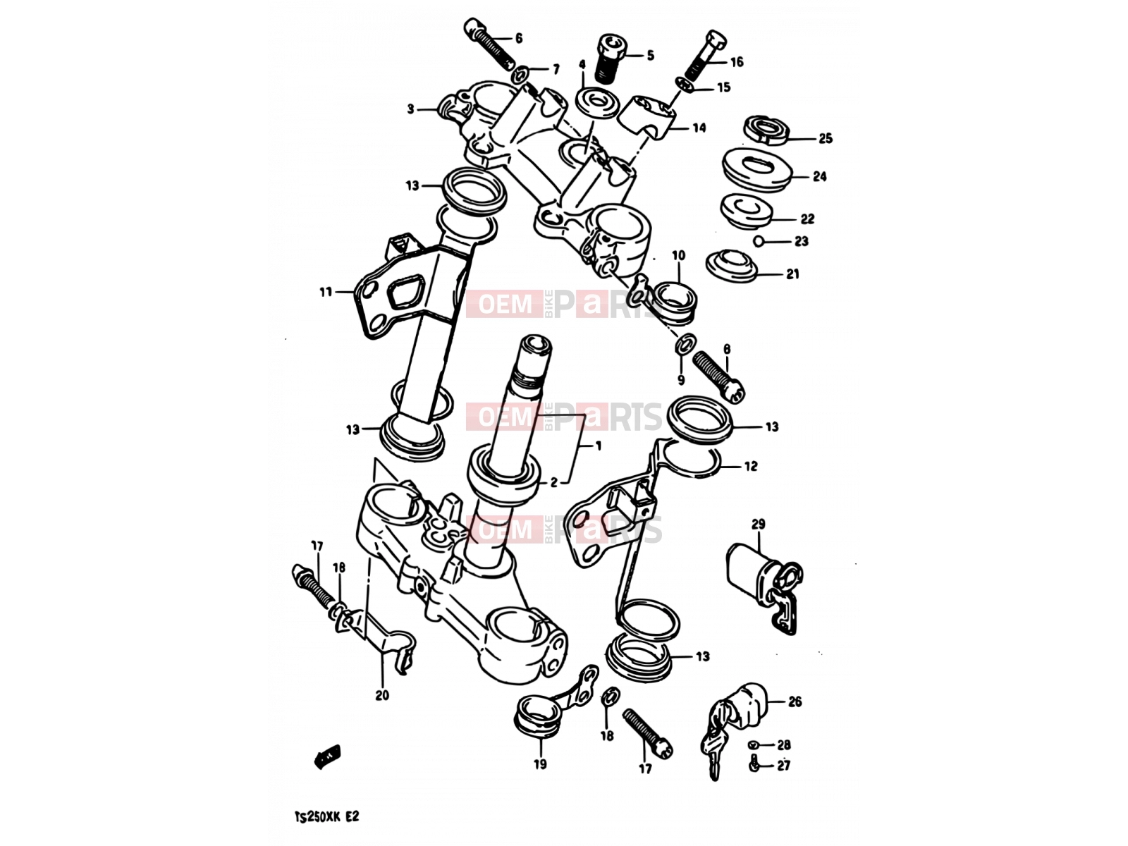 SUZUKI TS250X E (1984) 42 - STEERING STEM (MODEL E)