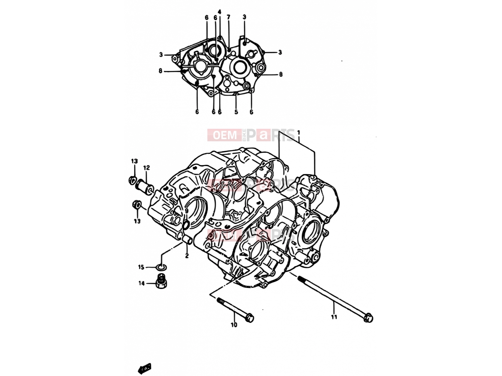 SUZUKI TS250X G (1986) 4 - CRANKCASE (MODEL G/H/J/K/)
