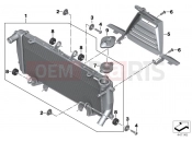 Engine radiator with mounting hardware - BMW Motorrad R 1200 RS (0A05, 0A15) 2018
