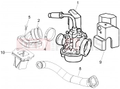 Carburettor, assembly - Union pipe - Piaggio Liberty 50 2T 2007