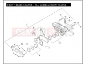 Harley-Davidson 2009 SOFTAIL NIGHT TRAIN  - FXSTB FRONT BRAKE CALIPER - ALL MODELS EXCEPT FLSTSB